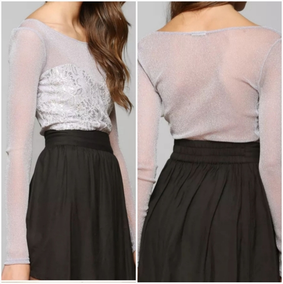 Urban Outfitters Tops - UO KIMCHI BLUE XS Limelight Lilac Sheer Lace Top XS